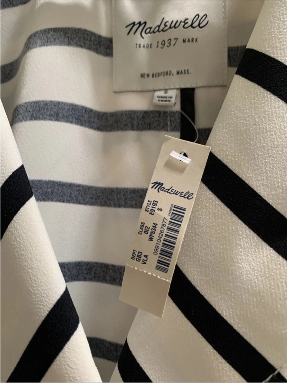 Madewell Parcel Trench Coat Off white black stripe small belt New NWT E9193 HTF - Picture 5 of 9